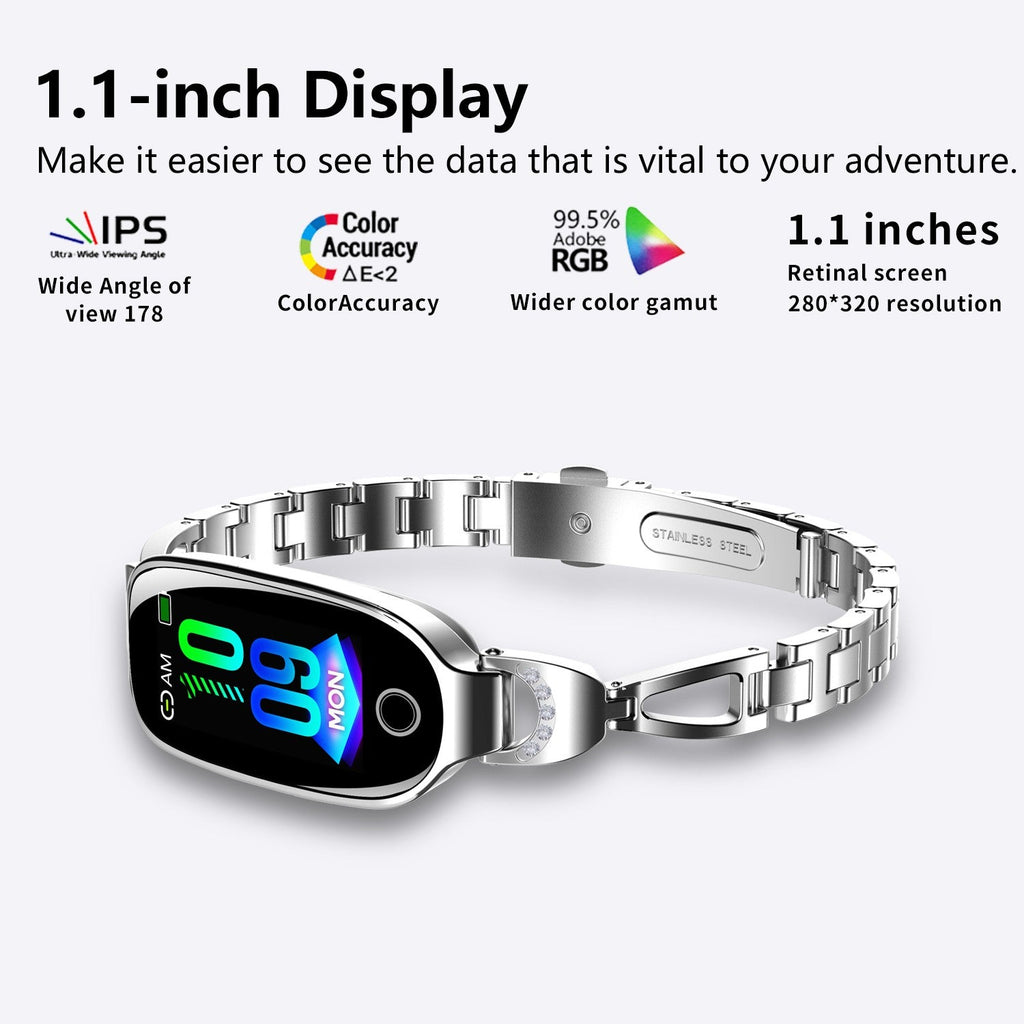 Blood Pressure Heart Rate monitoring Luxury Diamond Design Fashion Women Smartwatch