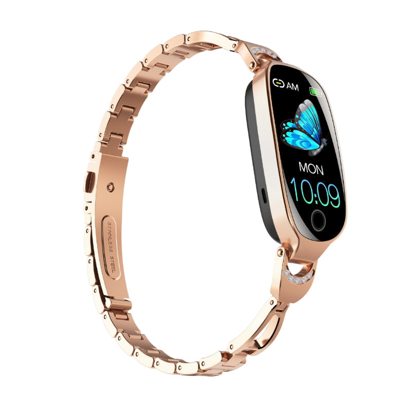 Blood Pressure Heart Rate monitoring Luxury Diamond Design Fashion Women Smartwatch