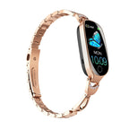 Blood Pressure Heart Rate monitoring Luxury Diamond Design Fashion Women Smartwatch