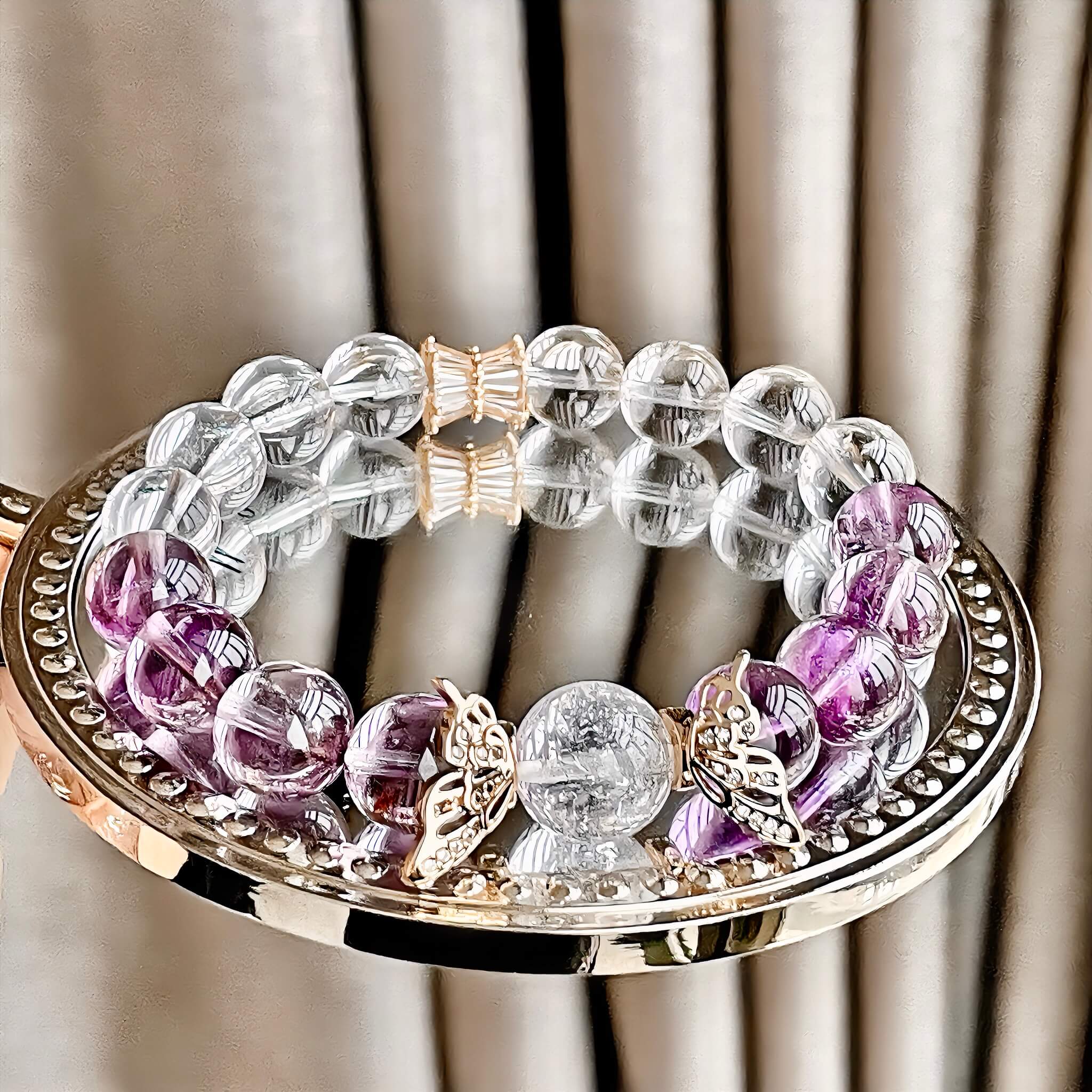 Butterfly Amethyst Crystal Bracelet