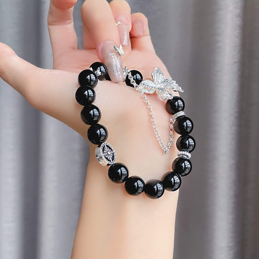 Butterfly Black Obsidian Bracelet