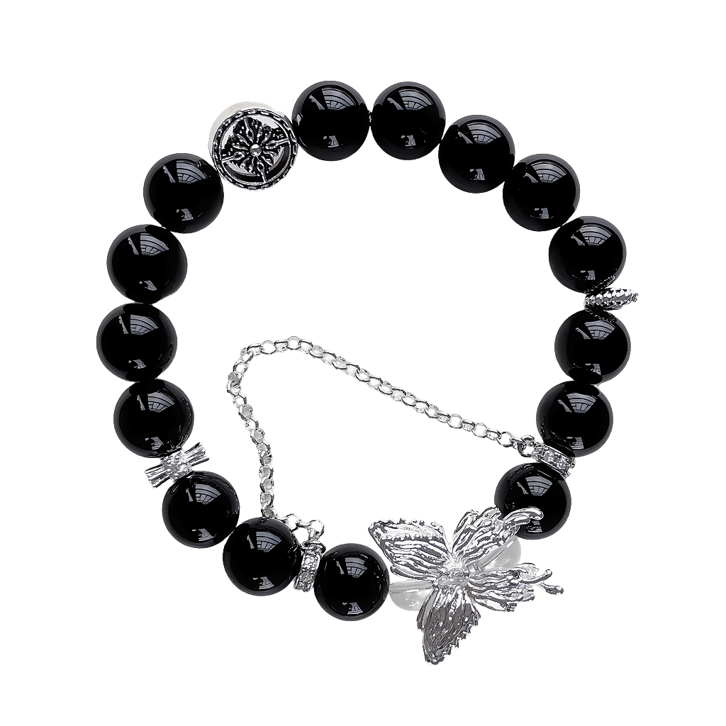 Butterfly Black Obsidian Bracelet
