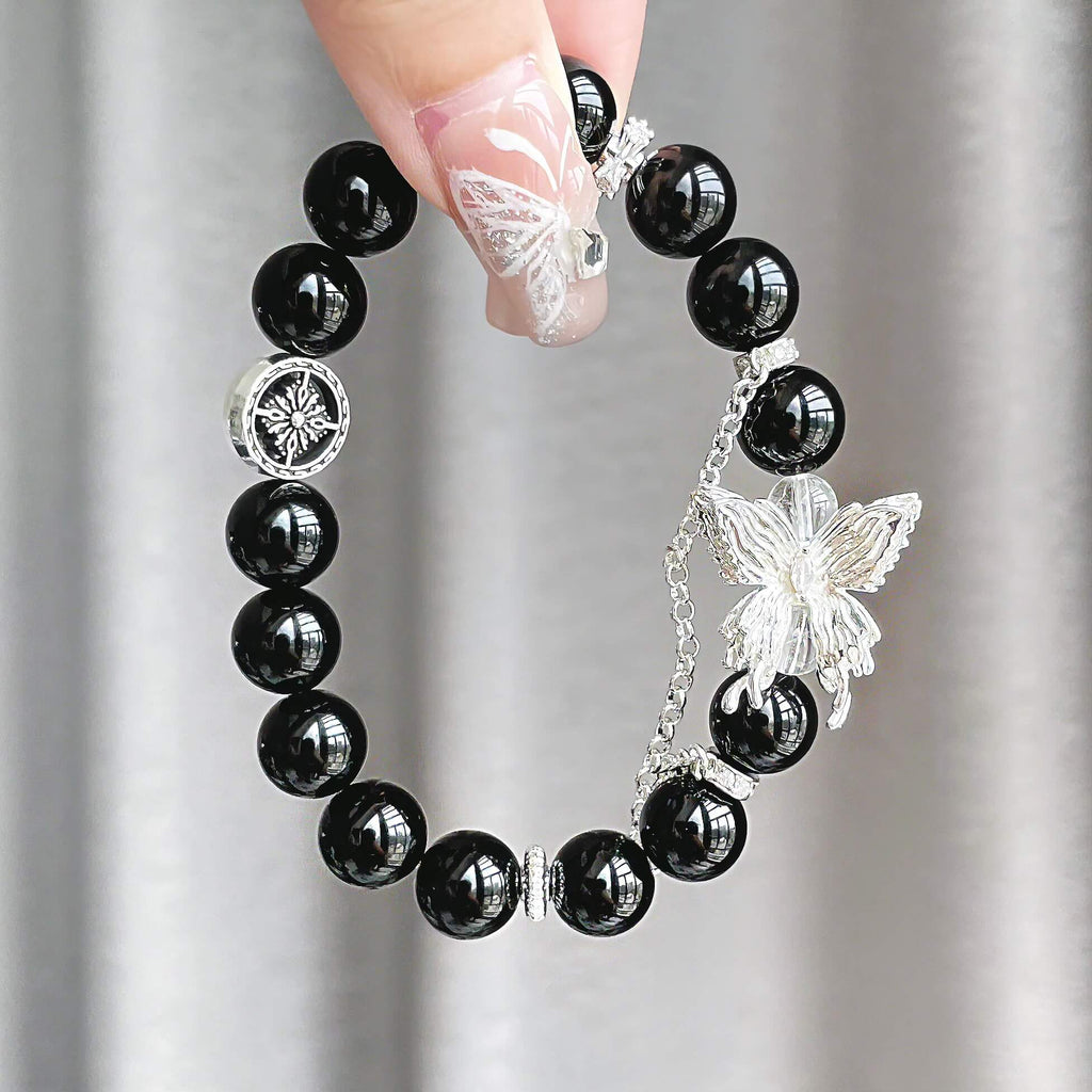 Butterfly Black Obsidian Bracelet