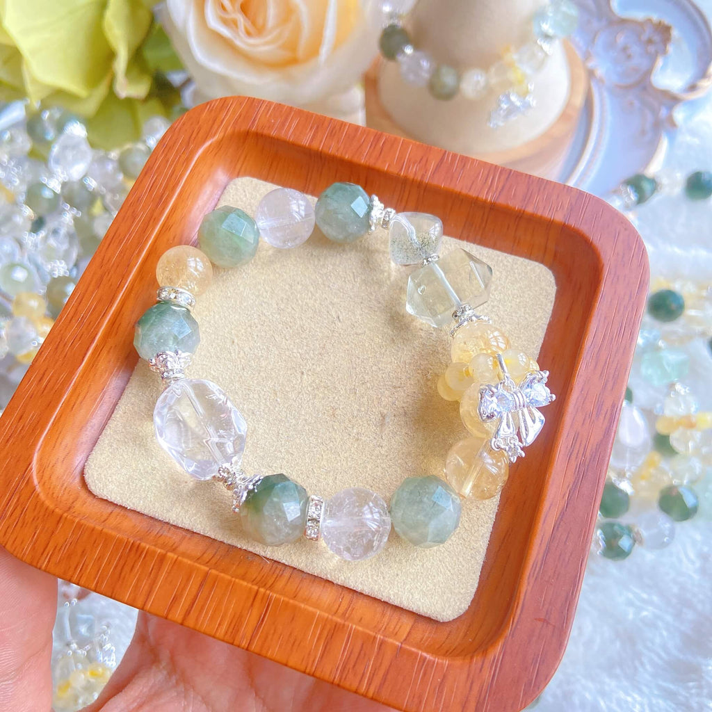 Green Phantom Quartz Rutilated Quartz Bracelet