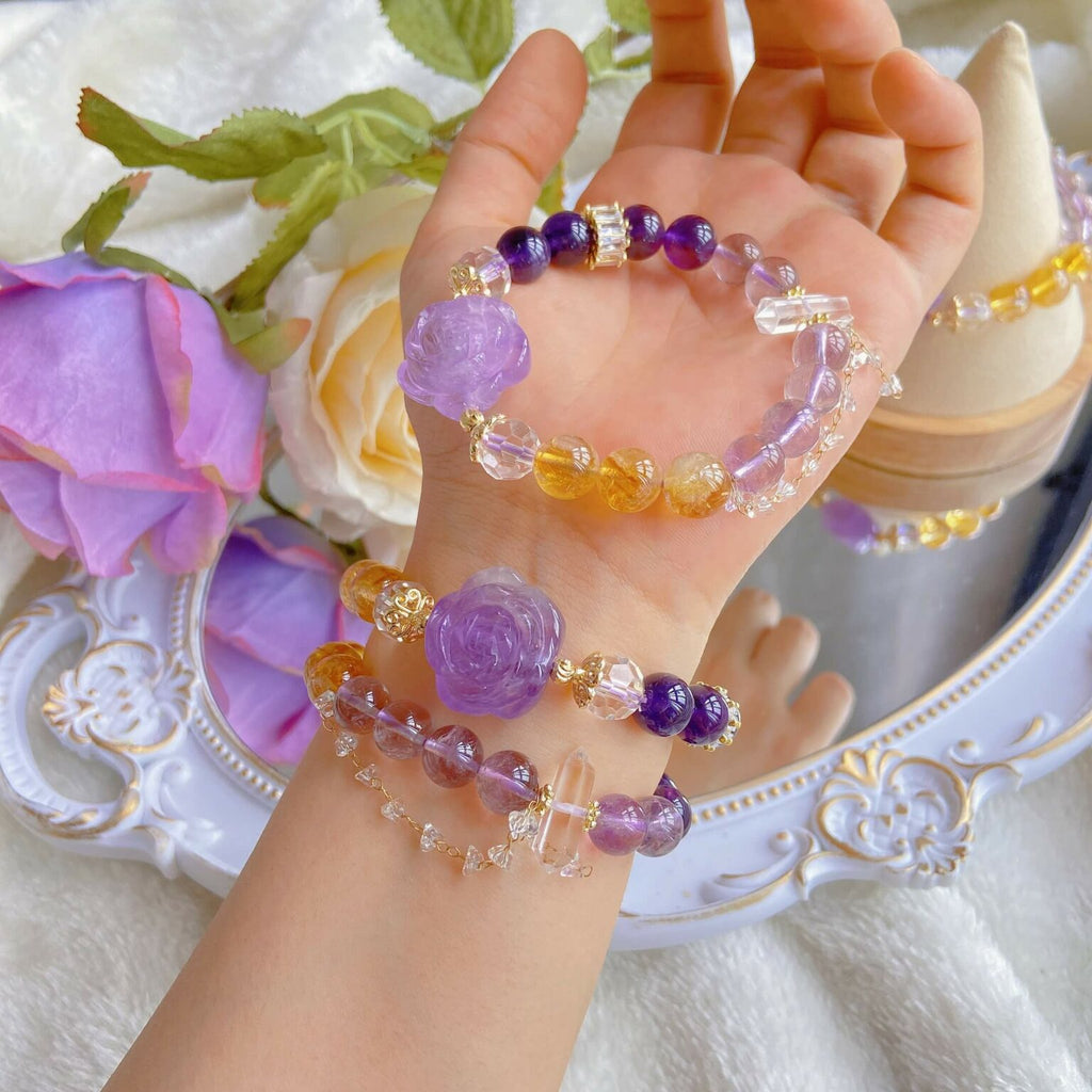 Rose Amethyst Yellow Topaz Bracelet