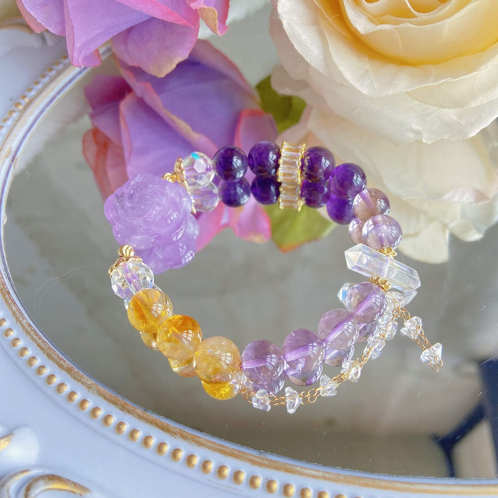 Rose Amethyst Yellow Topaz Bracelet