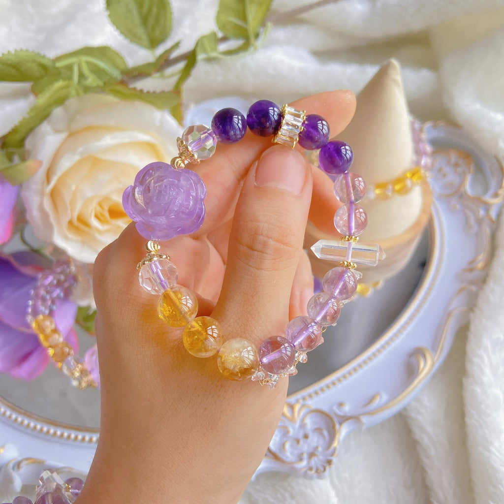 Rose Amethyst Yellow Topaz Bracelet