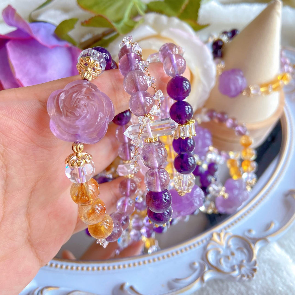 Rose Amethyst Yellow Topaz Bracelet