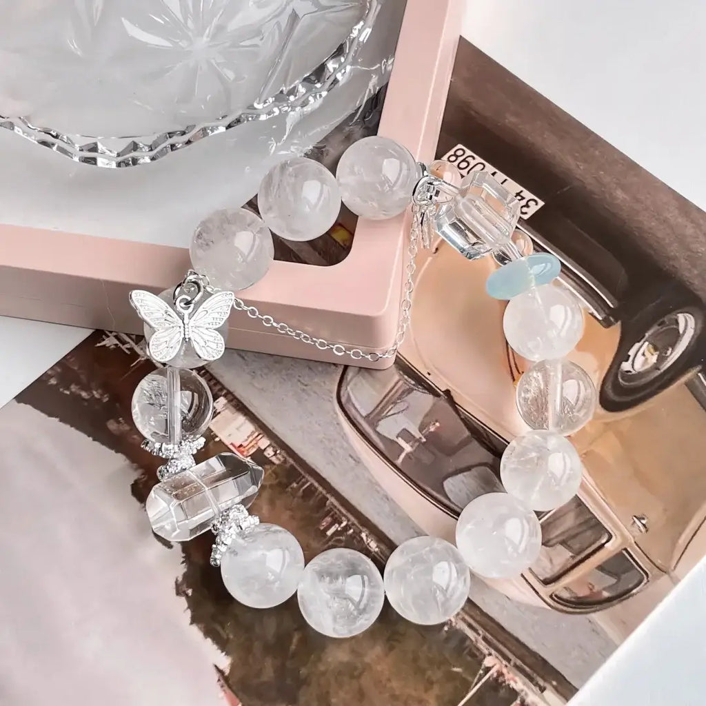 White Phantom Crystal Quartz Bracelet
